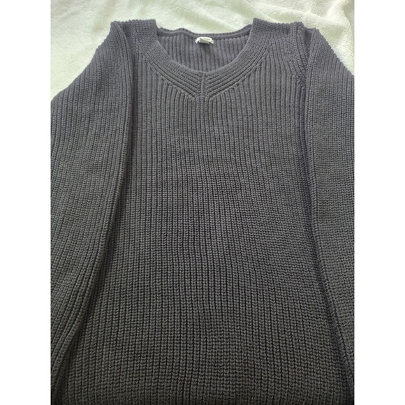 L.L. Bean Sweaters - L.L.Bean Womens Medium Cotton Ribbed V Neck Sweater Black Classic Knit